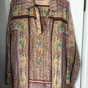 Johnny Was silk print button down